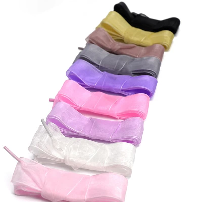 1 paio di lacci in seta larghi 2,5 cm lacci per scarpe moda sneakers lacci con tacco piatto lunghi 100/120/140 cm accessori per scarpe