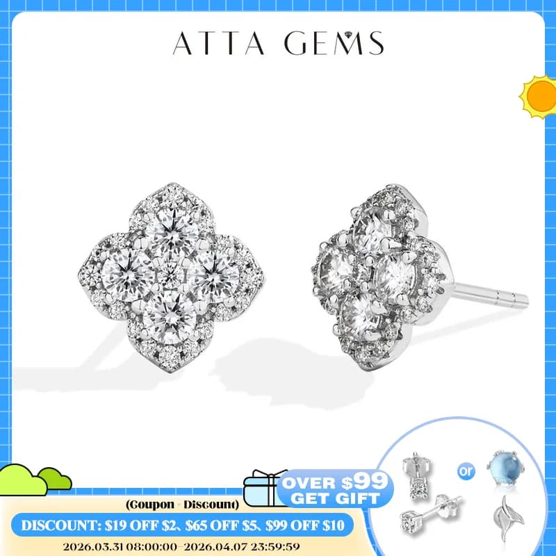 Attagems Diamond Earrings Moissanite D VVS1 for Women S925 Sterling Silver 18k Gold Plated Fidanzamento Wedding Jewelry Gifts