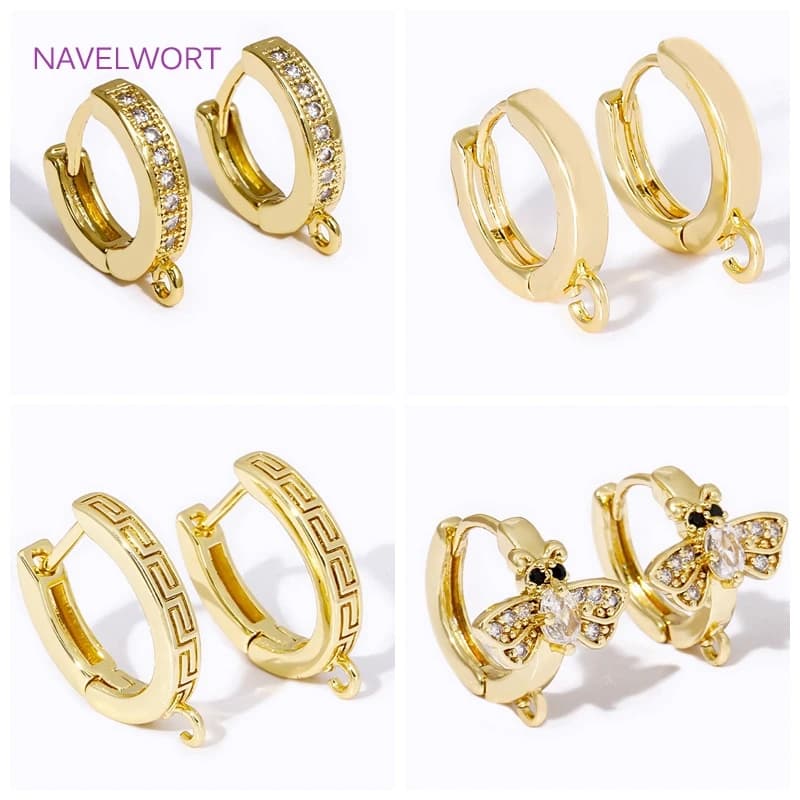 Luxury accessories for round brass earrings plated 18K gold, Shvenzy fasteners for earrings, DIY earrings, jewelry creation supplies