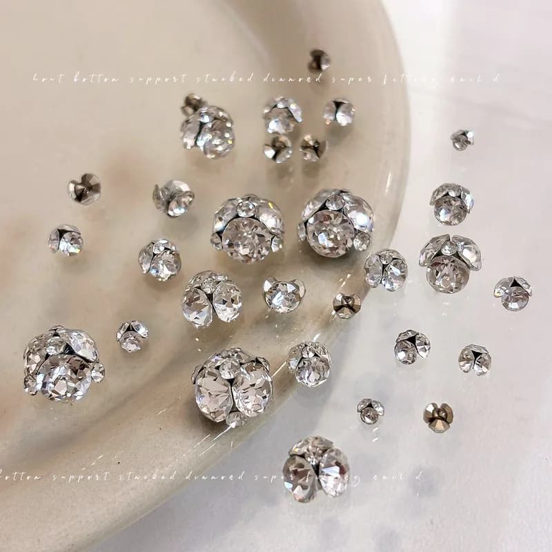 100pcs Super Shiny Nail Rhinestones Charms Clear White Mini Nail Art Diamonds Finished Nail Drill Ball Decorations Manicure