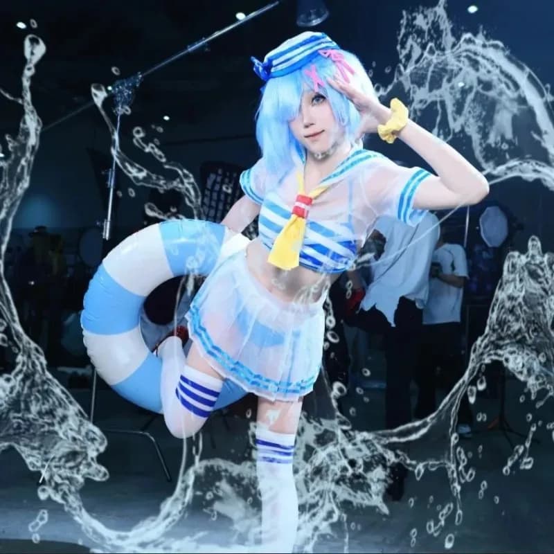 Ram Anime Re: Vita in un mondo diverso da zero Costume cosplay Rem Maid Girls Abito da marinaio Gonna corta estiva8;c'4,t;6.j'2;