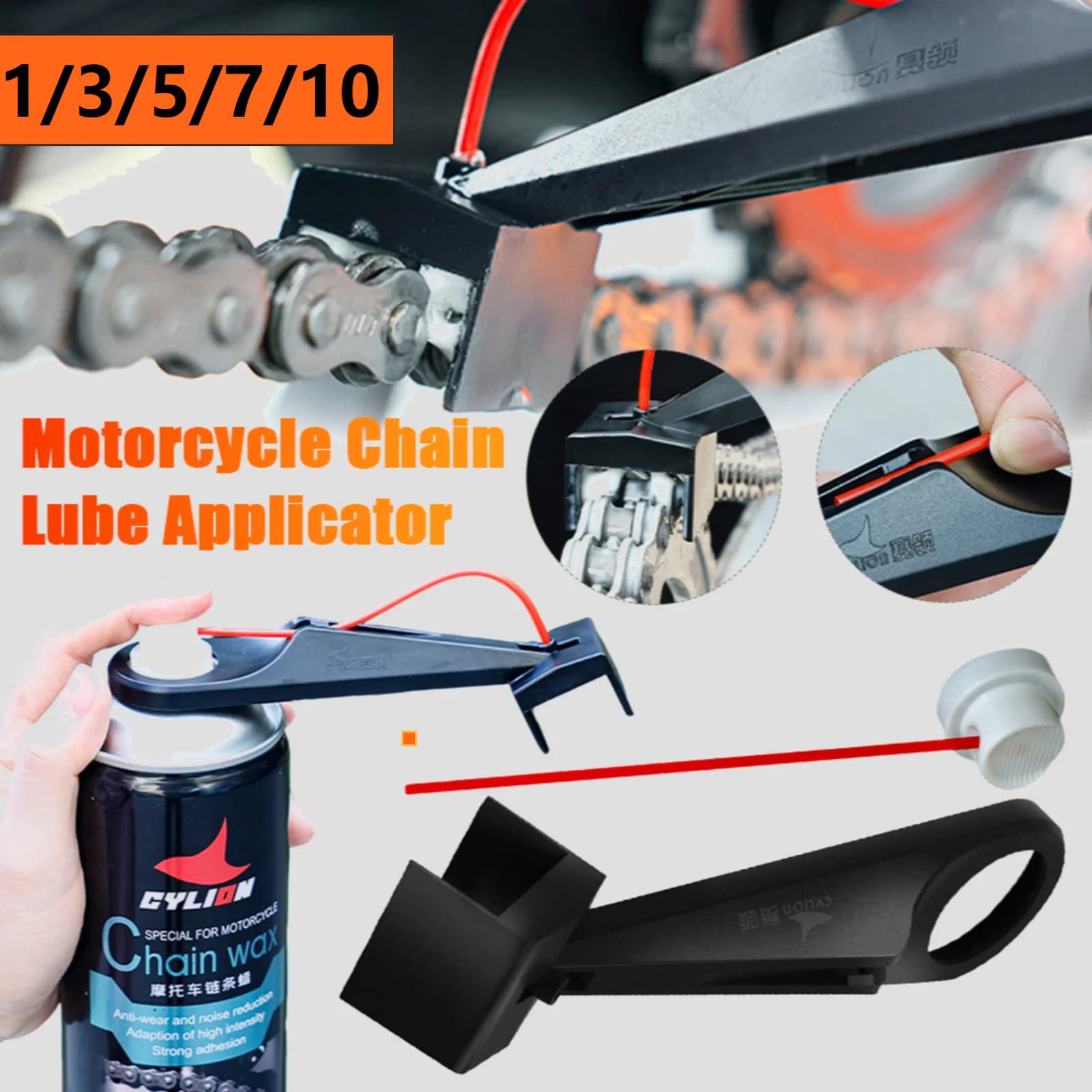 Set da 1-10 applicatori di lubrificante per moto, spray per catena, attacco per pulizia catena senza sporcare, per moto