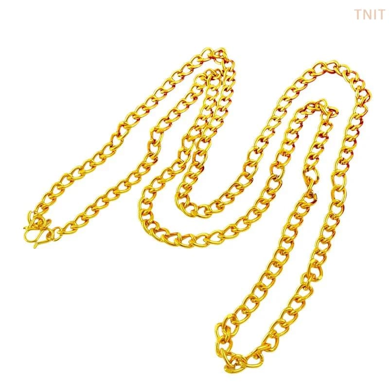 [J] Alloy Gold Plated Necklace Fashion Imitation Gold Snake Bone Chain Twisted Chain Hip Hop Punk Neck Chain