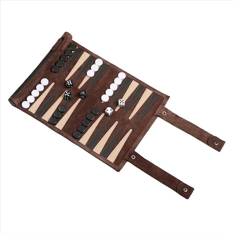 FFYY-Backgammon Gioco da tavolo per scacchi Set da viaggio Pezzi da gioco di strategia, tazze di dadi per giochi da tavolo
