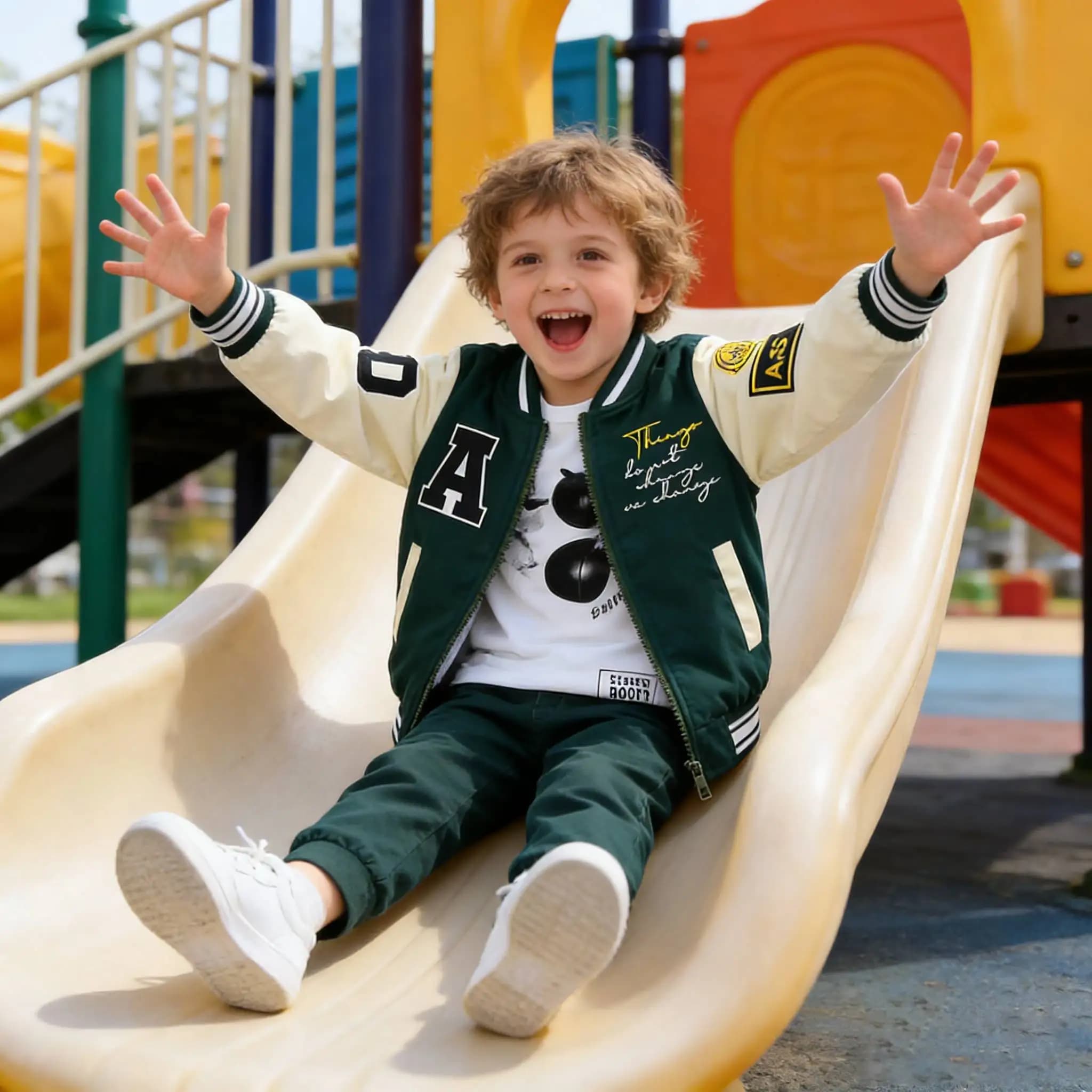 Uniforme da baseball alla moda 2026 per ragazze e ragazzi, con motivo orsetto cartone animato, giacche uniformi da baseball per bambini e ragazzi dai 3 ai 12 anni, abbigliamento per bambini