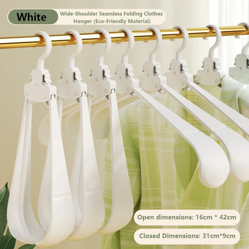 Foldable hanger with wide shoulders, anti-print and anti-slip for home, dorm, travel, business travel and portable storage