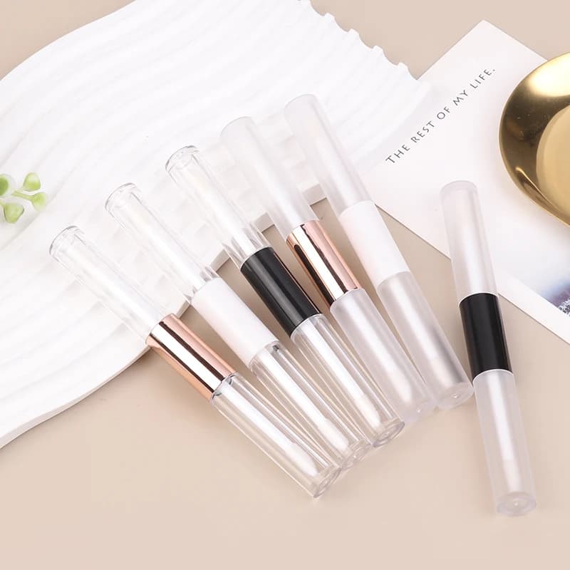 Tubo Vuoto Trasparente a Doppia Testa per Mascara con Applicatore, Tubetto Fai-da-te per Eyeliner, Flacone per Lucidalabbra, Contenitore Cosmetico per Ciglia