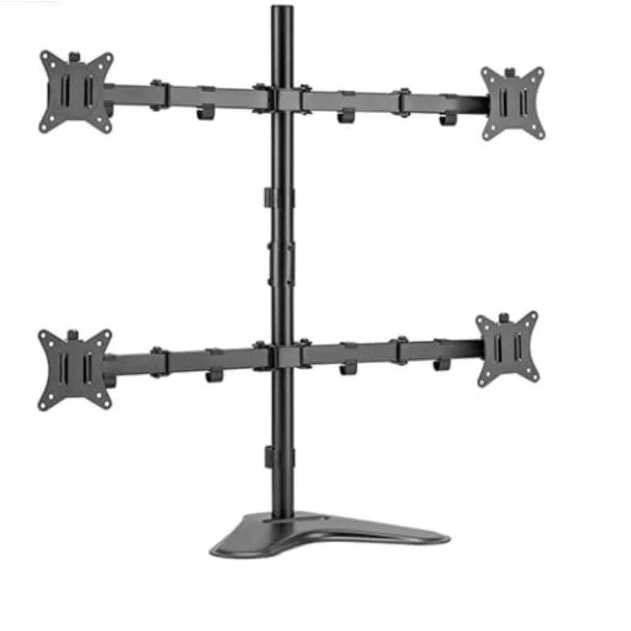 Supporto per Quattro Monitor da Scrivania in Lega di Alluminio Nero Completamente Regolabile per Montaggio a 4 Schermi Compatibile con Display da 17-32 Pollici