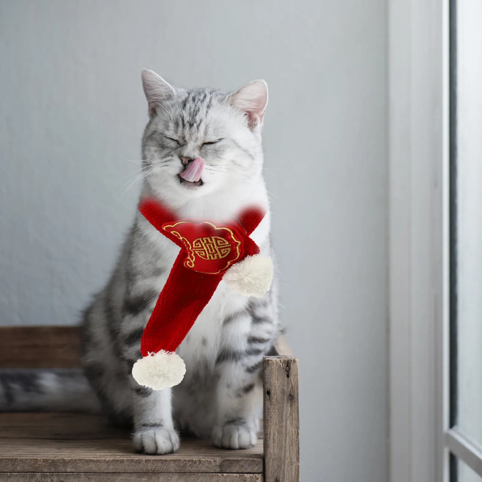 Sciarpa per Animali Domestici in Cotone Stile Cinese, Decorazione Festiva per Cani e Gattini, Ideale per Compleanni, Foto di Famiglia e Primavera
