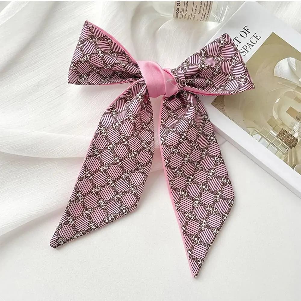 All-match Ribbon Headband Silk Scarf Pink Hair Tie Long Scarf Neckerchief Scarf Accessories Printed Scarf Women