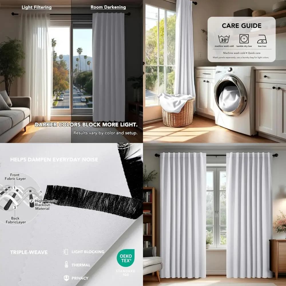 Tende Oscuranti Termoisolanti, 70x95, Set 2 Pannelli, Design con Linguette, Lavabili, Bianco Stellato per Camere da Letto e Soggiorni