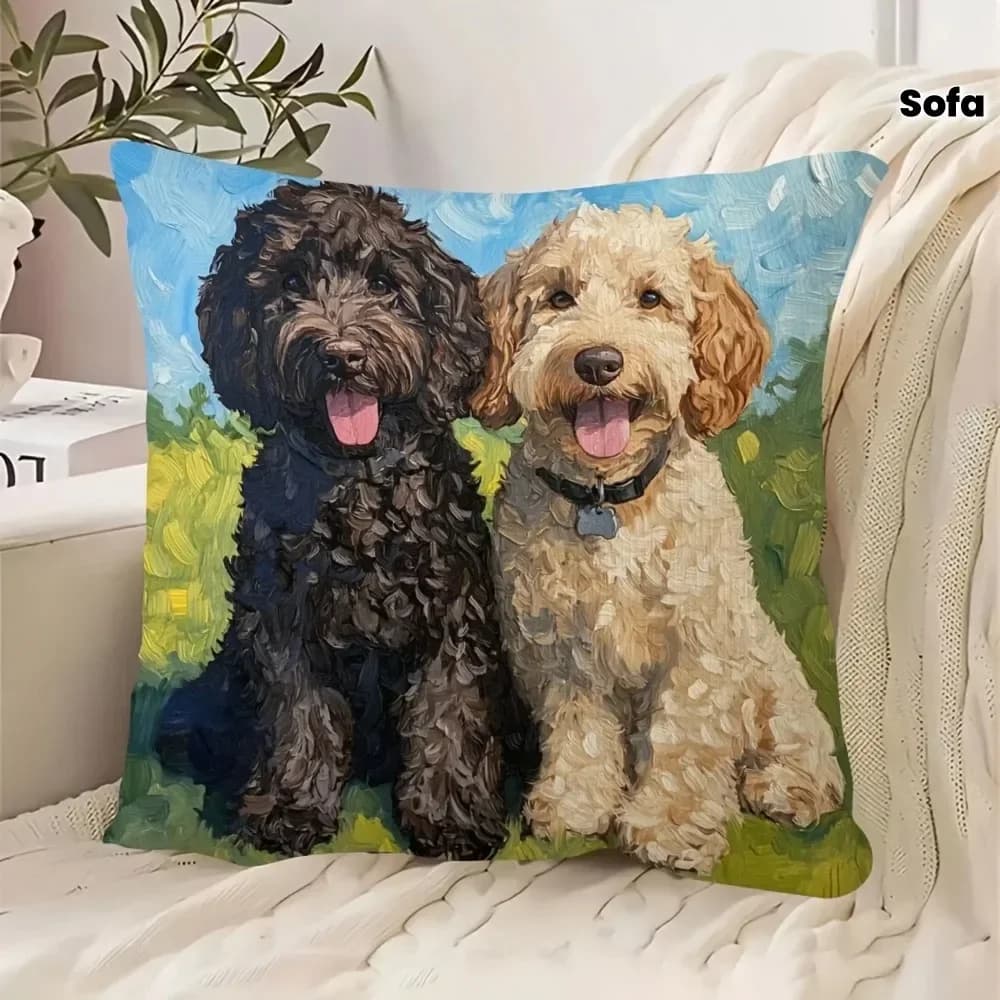 1 pz Federa per cuscino 2D stampata 18x18 pollici con Labrador, stampa fronte-retro, simpatico cane nero, marrone chiaro e marrone scuro, con cerniera, per divano e decorazioni per la casa