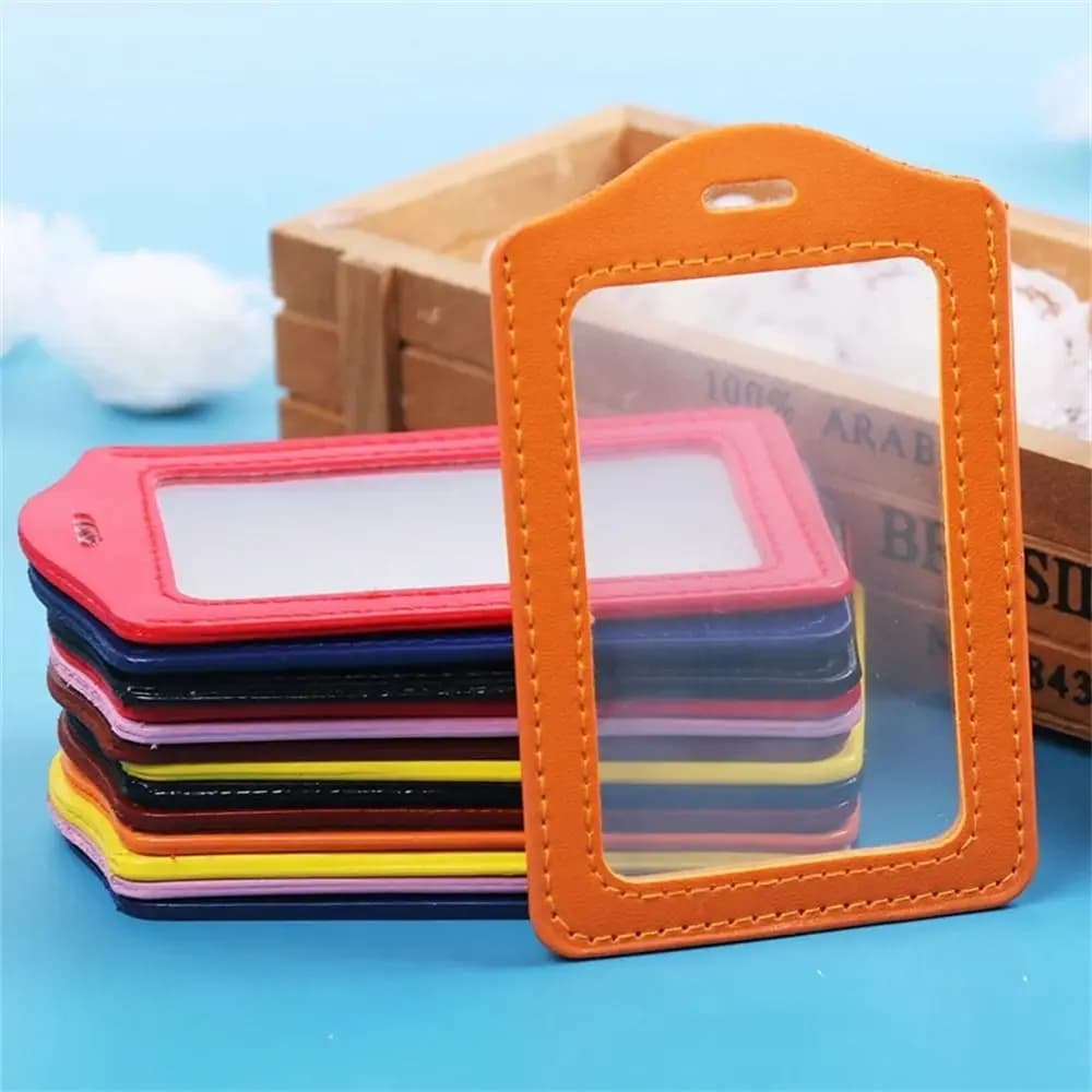 PU Leather Identification Badge Case for Business Cards with Identity Transparent Credit Card Colorful Cover for Business Cards Office supplies