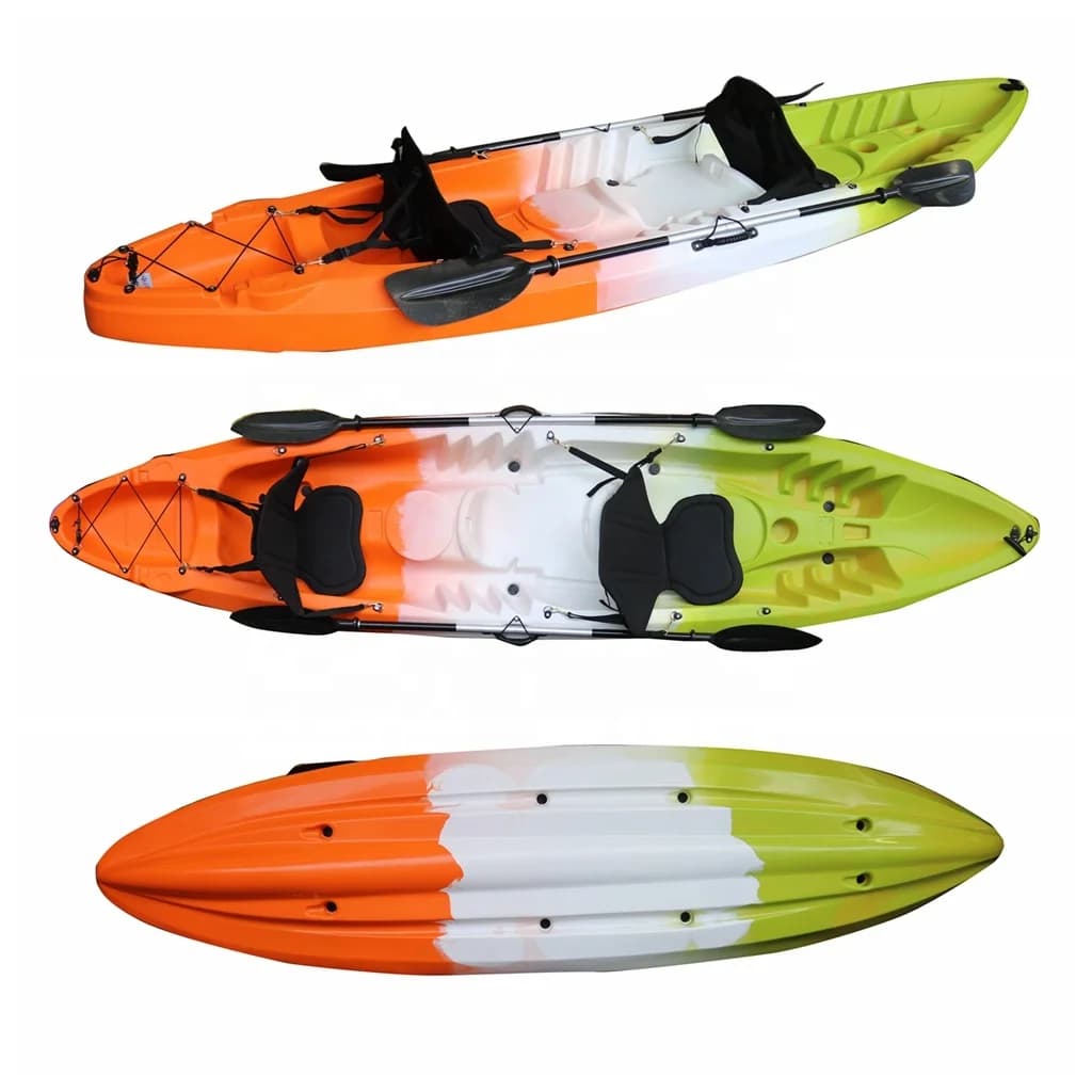Kayak/Canoa Tandem a 2 Posti da 12 Piedi in Materiale HDPE con Sedile Deluxe per Pesca Familiare e Pagaiata all'Aperto sul Lago, Garanzia di 2 Anni