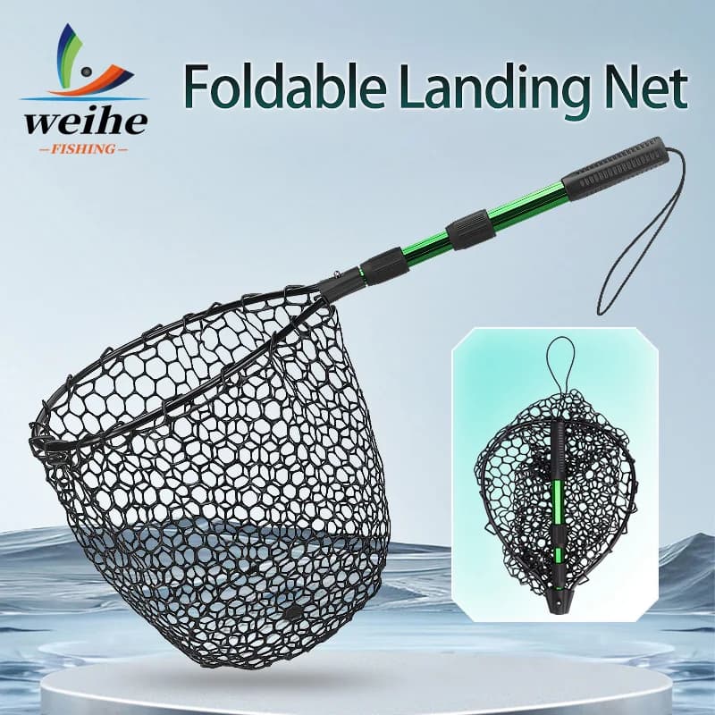 WEIHE 1 rete pieghevole 16 # flusso di rete telescopico tascabile in rete di silicone con asta di rete in lega di alluminio