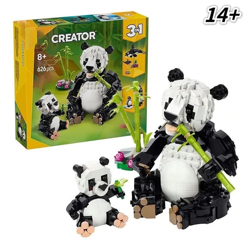 2026New 626PCS 31165 3in1 Creative Wild Animal Panda Blocks Kit Fine Workmanship High-end Small Gift