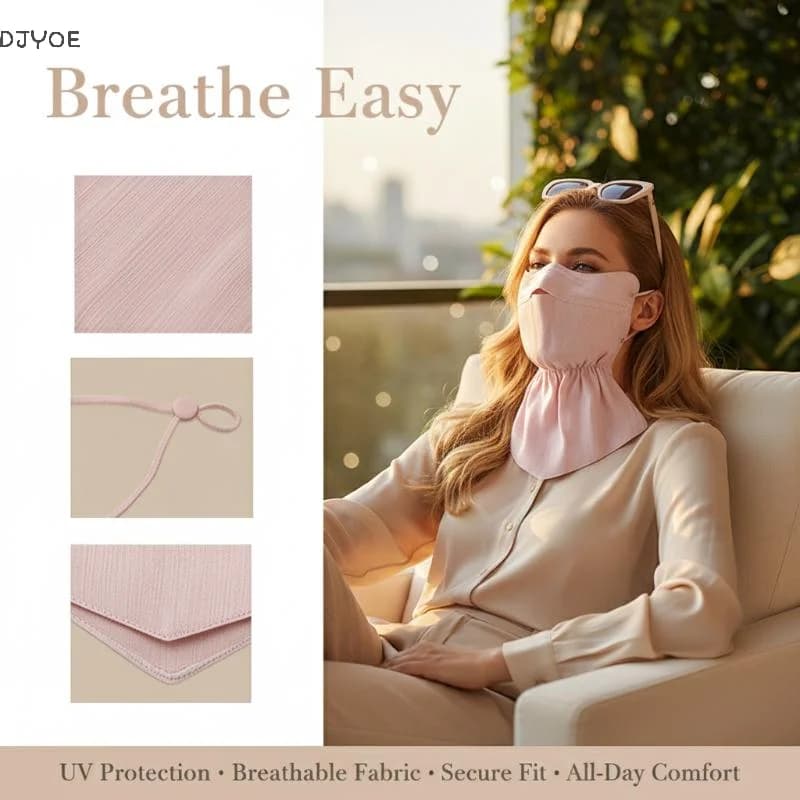 DJYOIE Maschera Protettiva Solare Traspirante con Elastici per le Orecchie, Protezione Anti-UV per il Viso, Copricollo Sportivo Sottile e Traspirante
