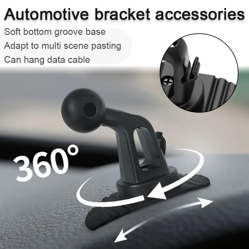 New table car base for dashboard with curved adhesive, universal support for car phone, accessories with ball head that can rotate 360 °