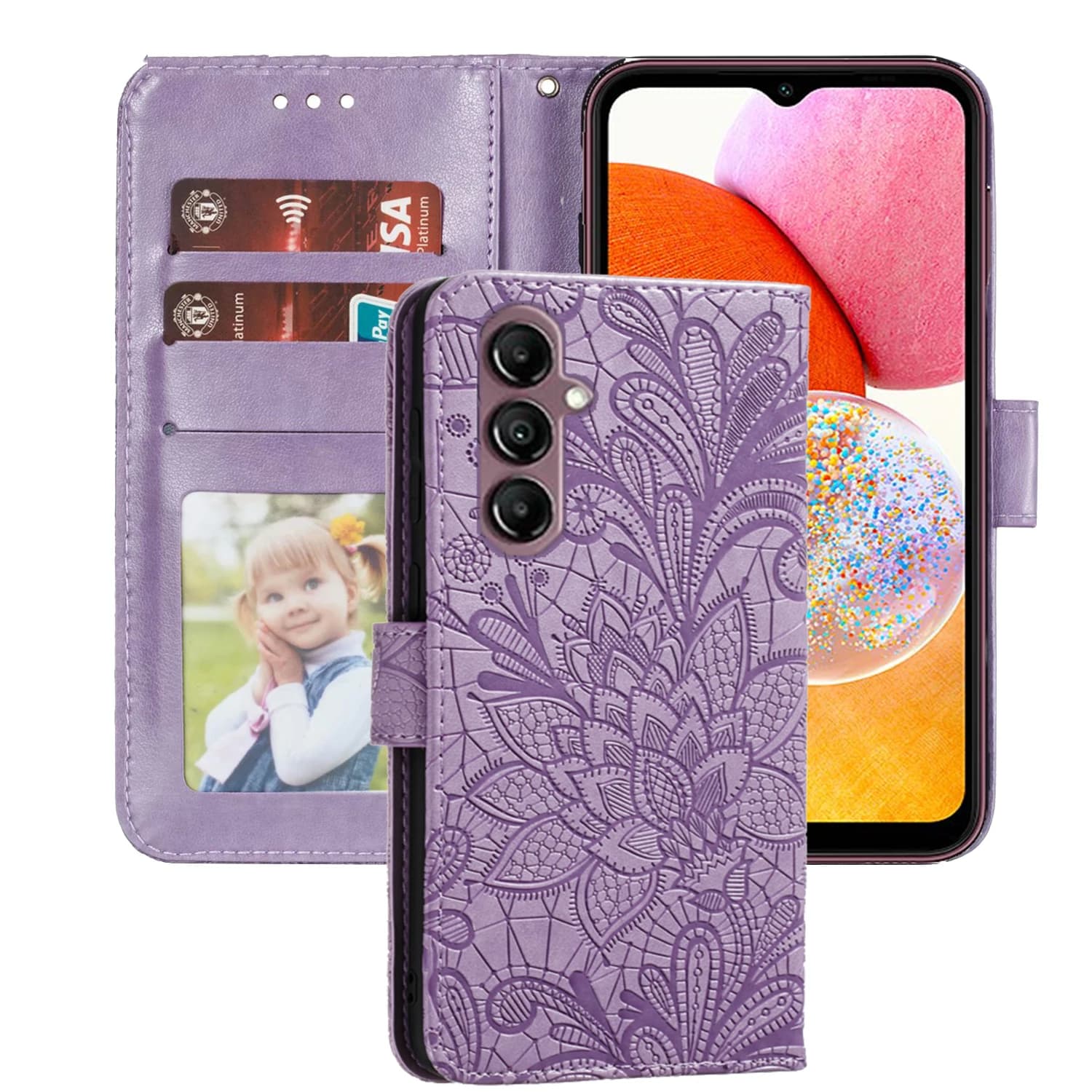 Cover leather wallet case for Samsung Galaxy A14 A04E A15 A25 A35 A55 A05 A25 A25 A24 A34 5G S23 Ultra S22 Plus S21 FE frame card slot for photo