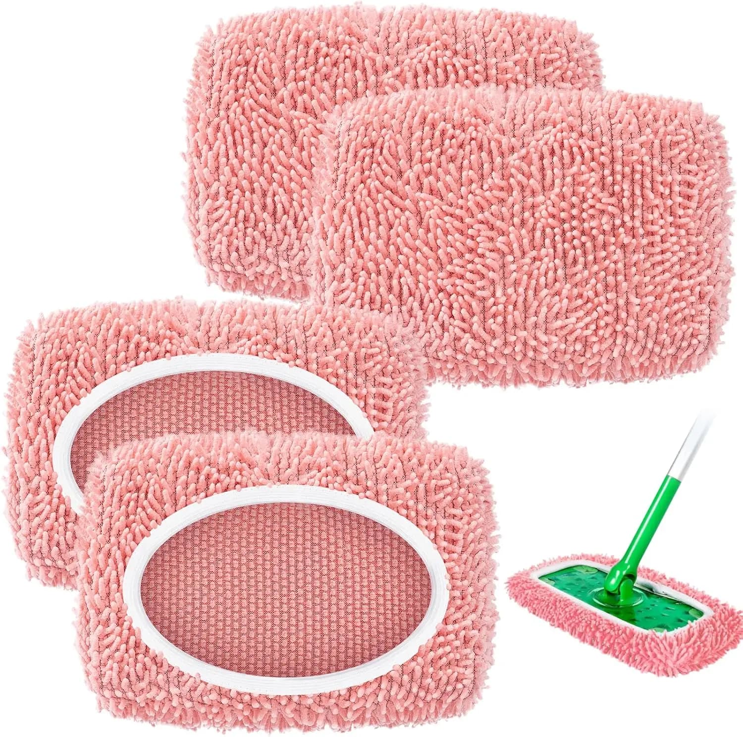 Confezione da 4 panni in microfibra riutilizzabili per la pulizia a secco e a umido, lavabili e resistenti, colore rosa
