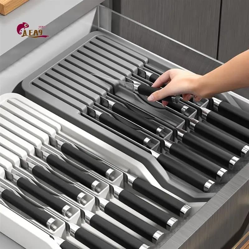 AEA9 knife holder, in the drawer Knife holder with expandable tray Organizer for kitchen drawers Contains 11 knives
