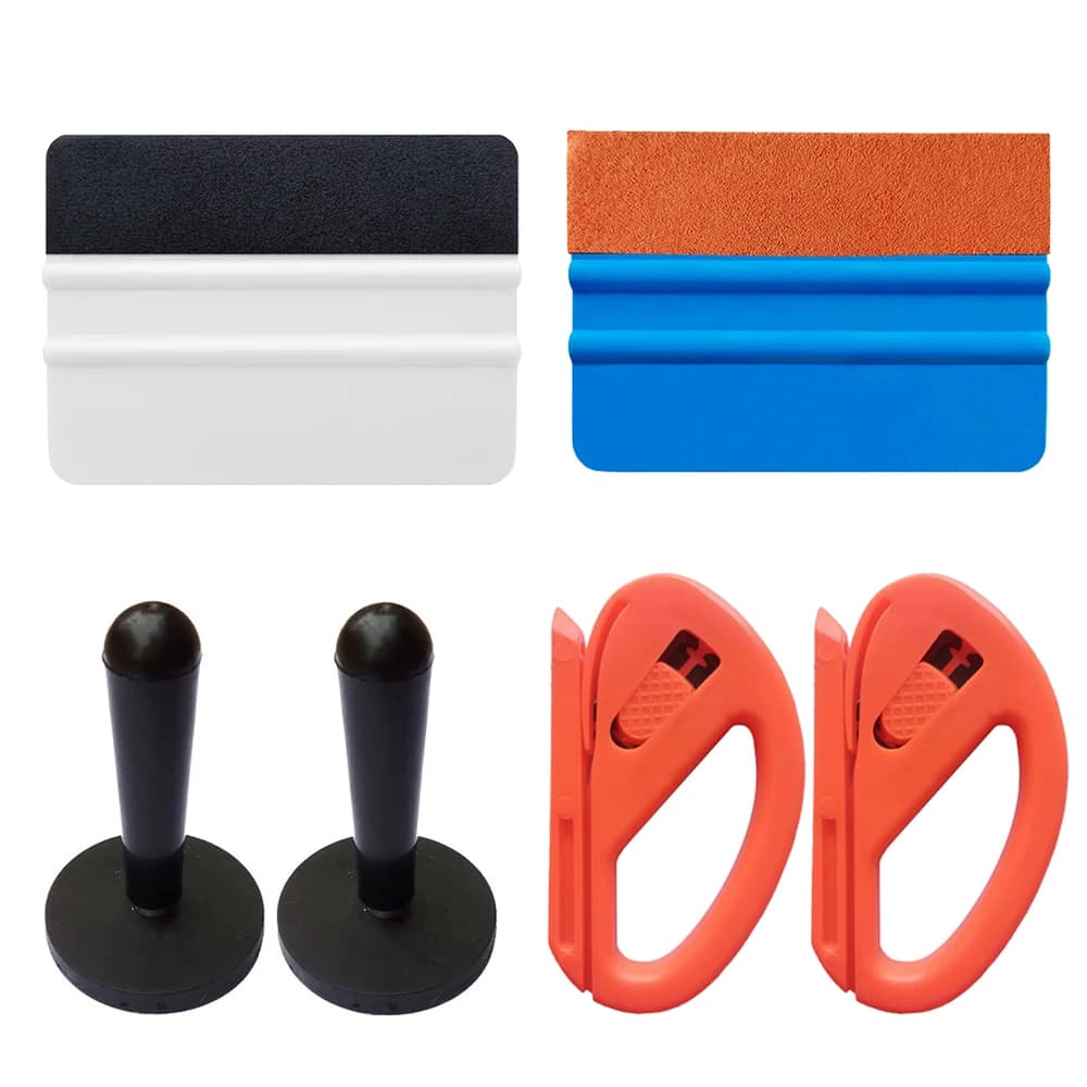 Kit per pellicole oscuranti per vetri auto e attrezzi per car wrapping con raschietto in feltro, taglierino multiuso, raschietto per guarnizioni, supporto magnetico per pellicole in vinile, strumento per applicazione.