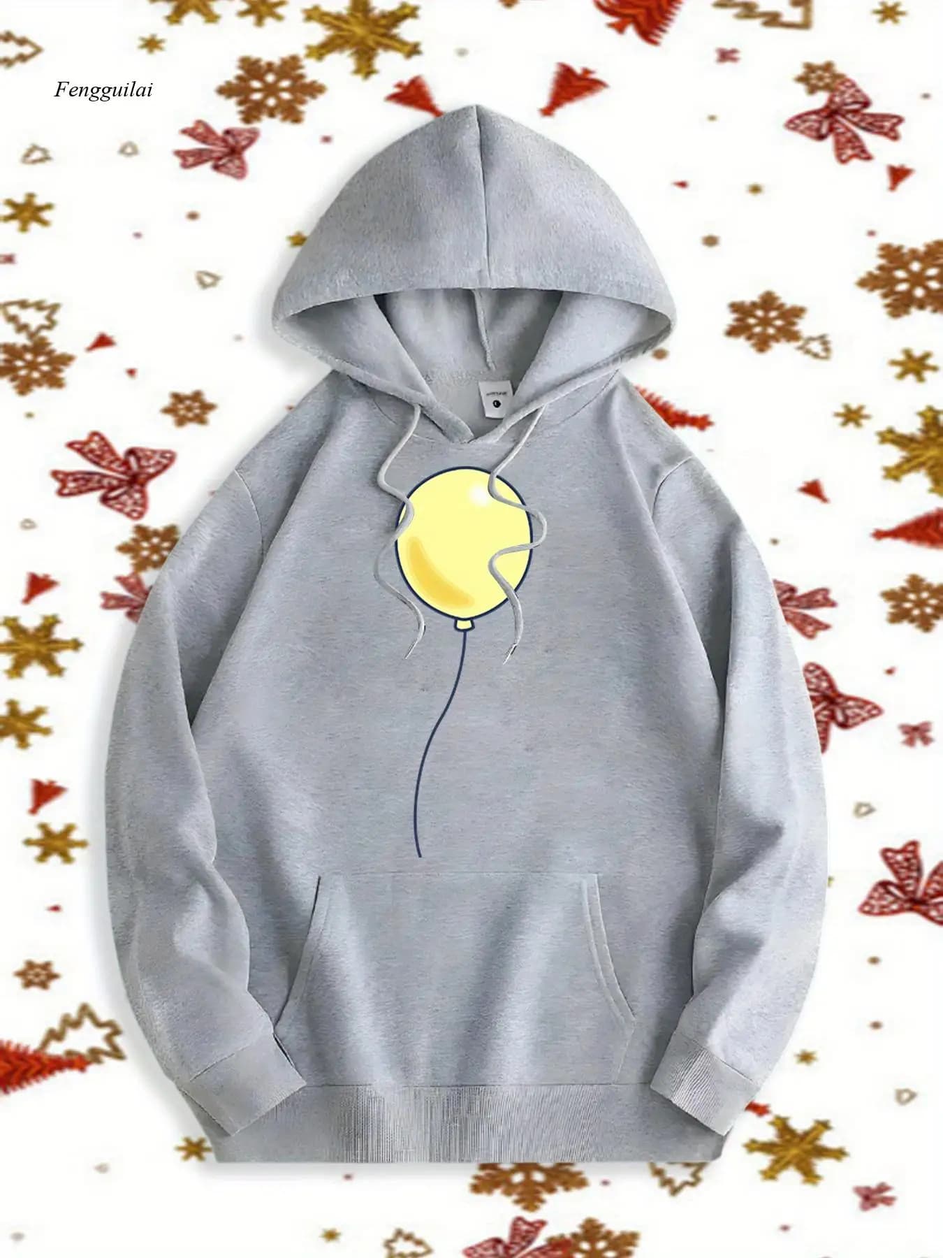 Tennis theme hoodie: black with tennis ball print and yellow racket, fleece pullover, casual sweater for all seasons