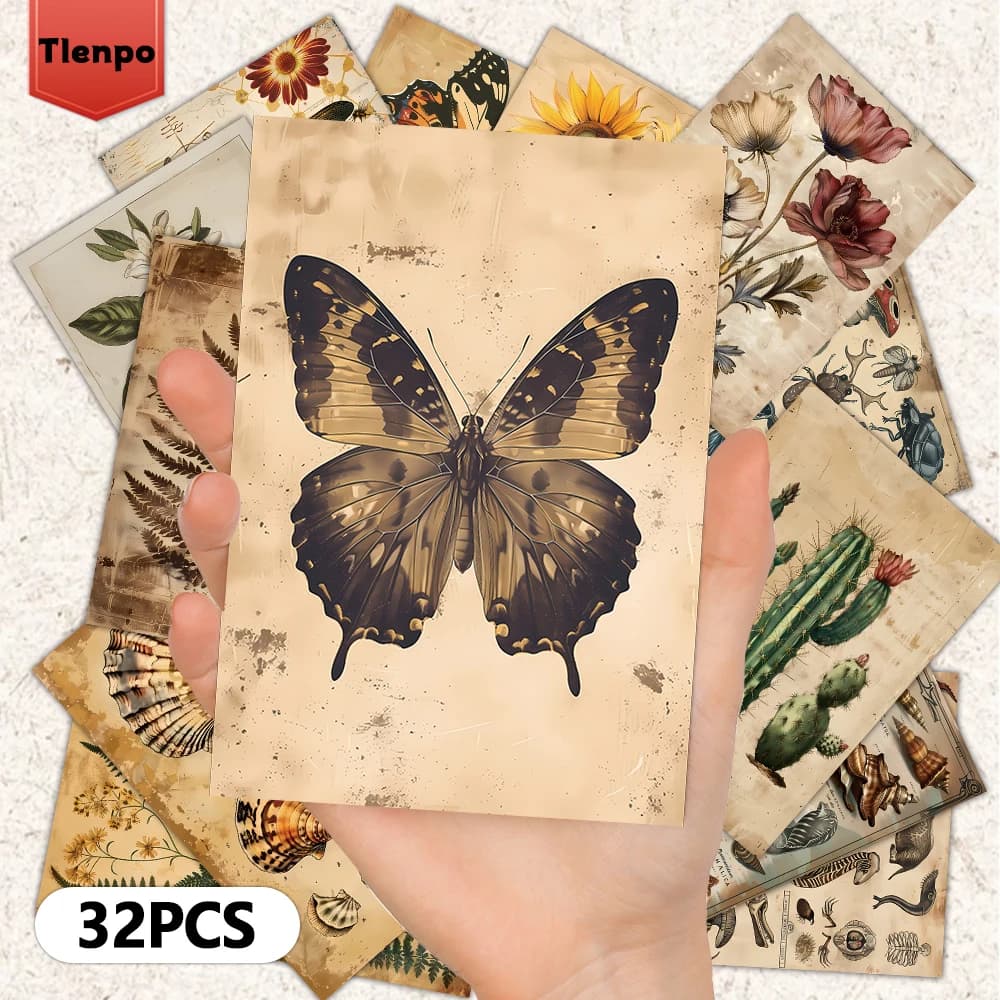 Cartolina botanica da 32 pezzi/set, decorazione per camera da letto interna in stile floreale vintage 3,93x5,7 pollici, cartolina per messaggi, cartolina souvenir