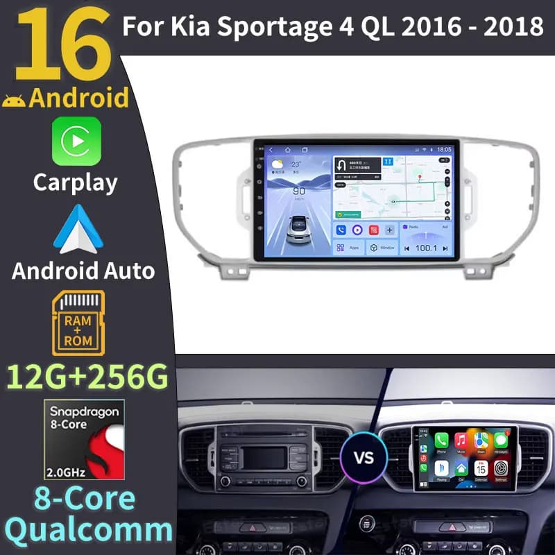 9 inch for KIA Sportage 4 QL 2016 2017 2018 Android 16 android Auto Navigation GPS Split Screen Wireless Carplay DSP Stereo BT