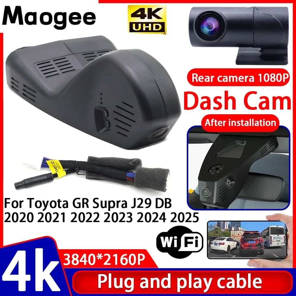4K UHD Plug and Play Video, DVR Camera for Auto, Dash Cam for Toyota GR Supra J29 DB 2020 2021 2022 2023 2024 2025