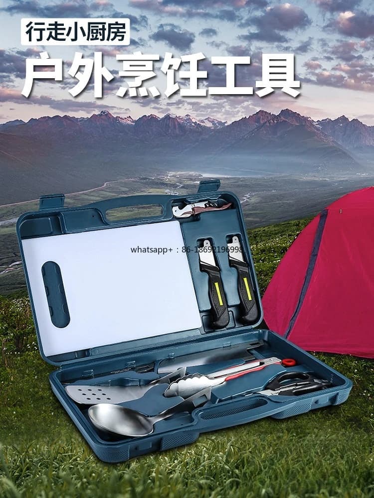 Set di Utensili da Cucina per Esterni, Attrezzi da Picnic per la Natura, Stoviglie da Campeggio, Coltello Pieghevole Portatile, Strumento Multifunzionale per Cucinare in Auto