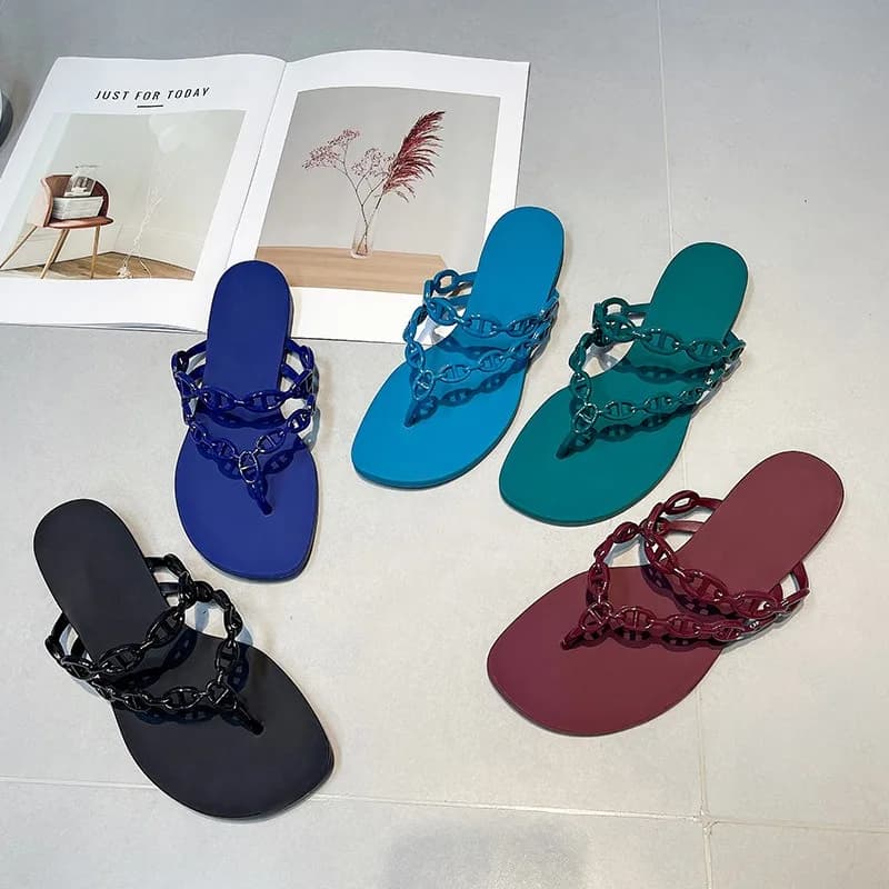 Fashion Designer Womens Shoes Summer New Round Head Flat Flip Flops for Woman Comfortable Vacation Casual Shoes Zapatos De Mujer