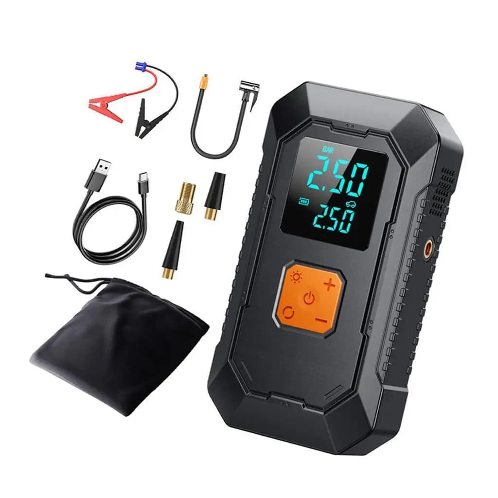 Avviatore professionale per auto 4 in 1 con pompa d'aria Alimentatore di emergenza portatile Gonfiatore automatico per pneumatici e kit pompa d'aria elettrica
