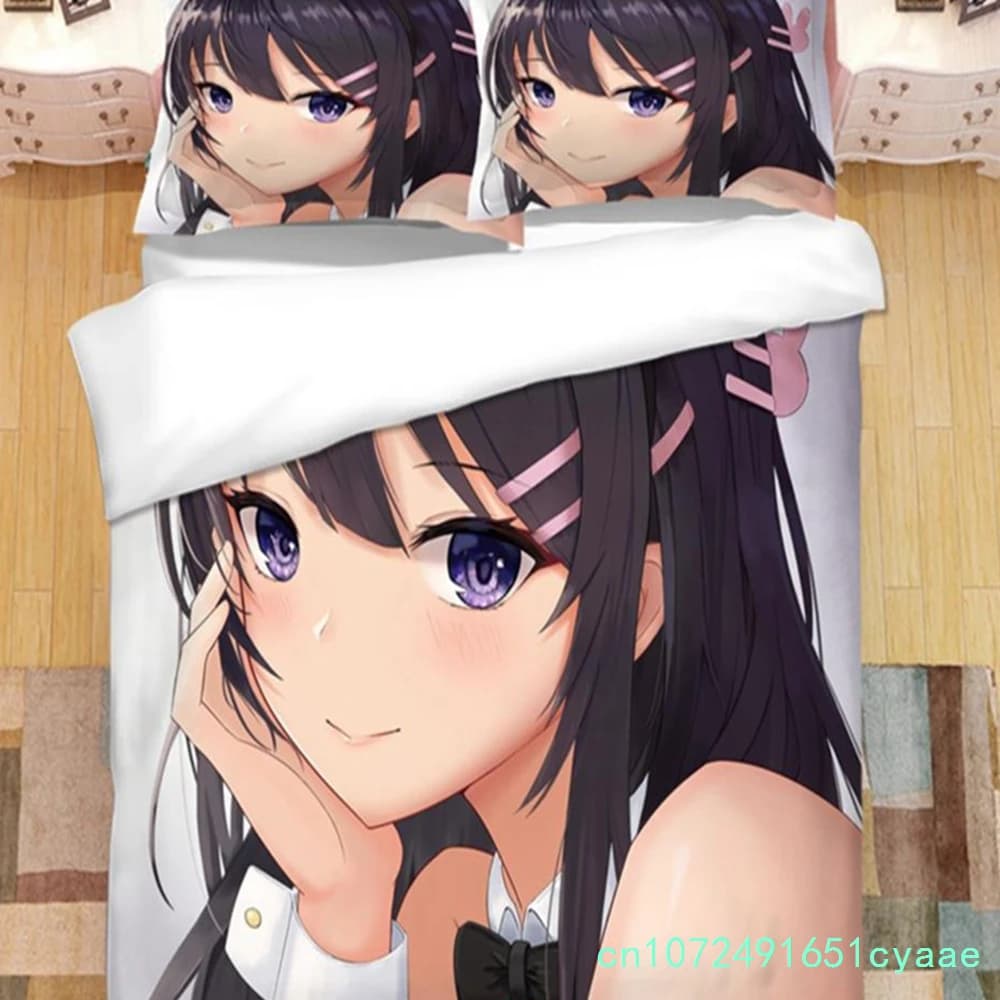 Japanese Anime Sakurajima Mai 3D Printed Bedding Set Duvet Covers Pillowcases Comforter Bedding Set Bedclothes Bed Linen 04