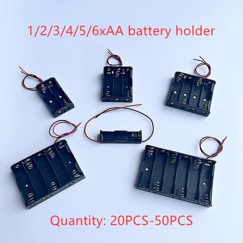 20-50PCS Custodia per batteria formato AA Custodia per batteria AA LR6 HR6 Custodie per batterie Contenitore per batteria 1X 2X 3X 4X 5X 6X con cavo