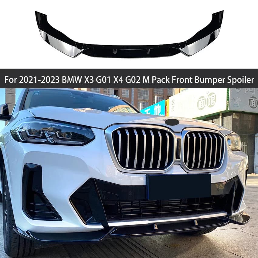 For 2021 2022 22023 BMW X3 G01 X4 G02 M Pack Front Bumper Splitter Lip Spoiler Diffuser Bodykits Car Adjustment Kit