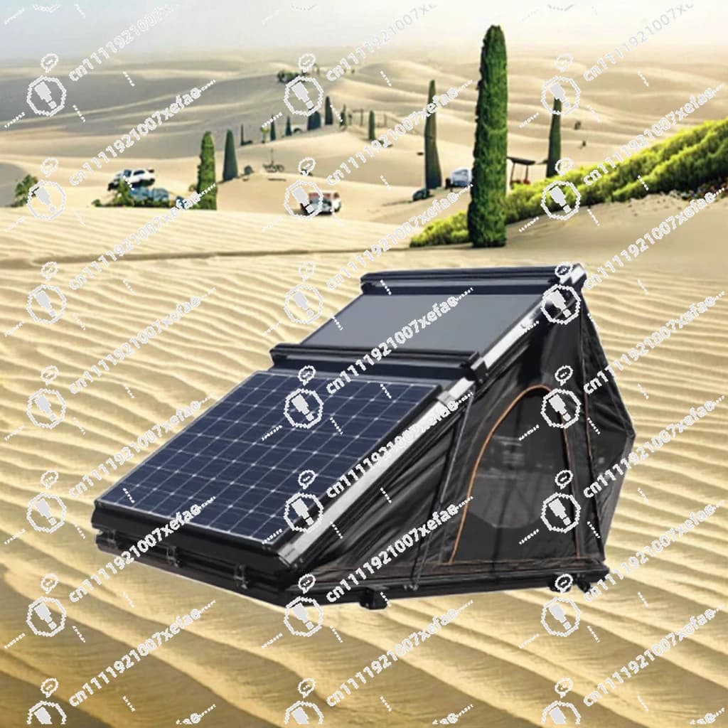 Tenda da Tetto per SUV Max 300kg con Pannello Solare, Tenda con Pannello a Nido d'Ape in Lega di Alluminio, Tetto Gonfiabile