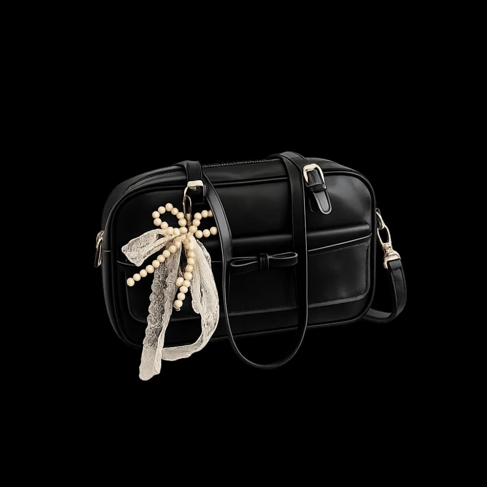 Stylish Sweet Bow Shoulder Bags PU Square Korean Boston Pillow Bag Solid Color Adjustable Cute Underarm Bag Travel