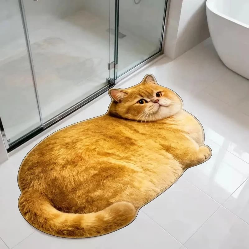 VIKAMA Tappeto esotico 3D a forma di gatto, antiscivolo, assorbente, per bagno, tappetino per camera da letto dei bambini, decorazione per la casa