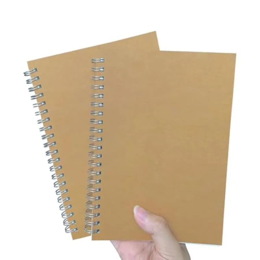 Premium 2-Pack Sketchbooks - Soft Cover, 140 Pages 70 Sheets,7.5 x 5.1 inches, 100GSM Paper, Brown Spiral Notebooks Set