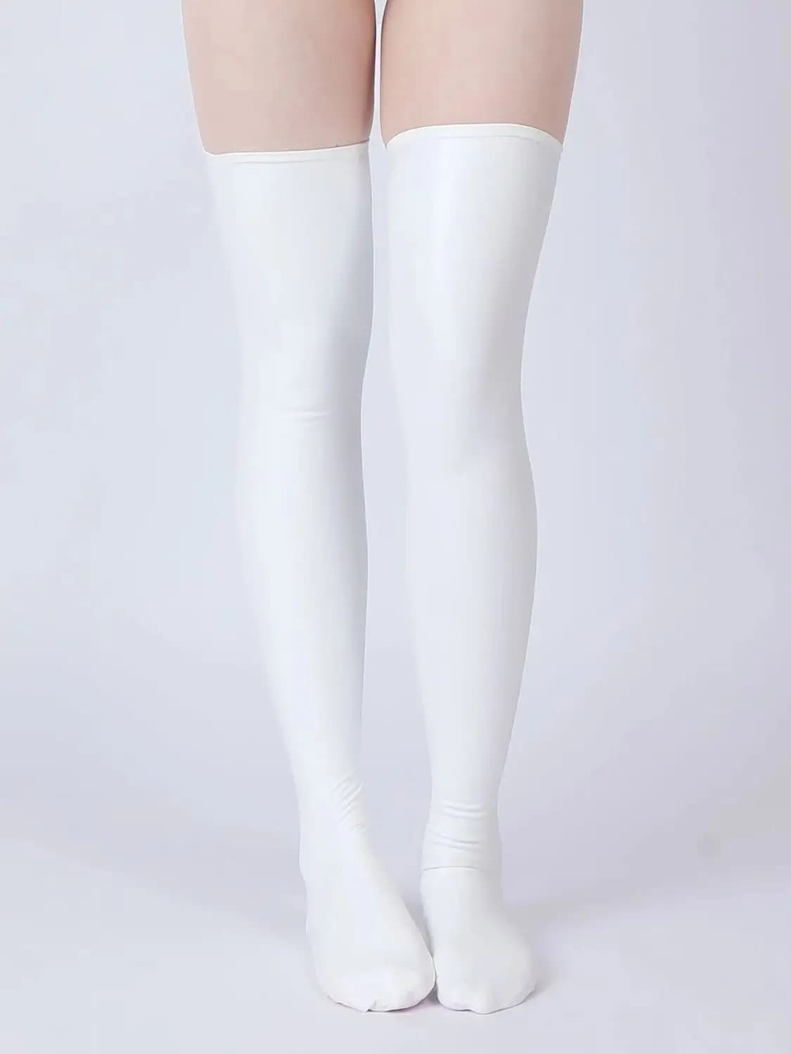 M-XXL Olio Ecopelle PU Calza di Cuoio Coscia Alta Calze Sexy Collant Sopra Kness Lungo Medias Negras Cosplay Chaussette Haute Calze