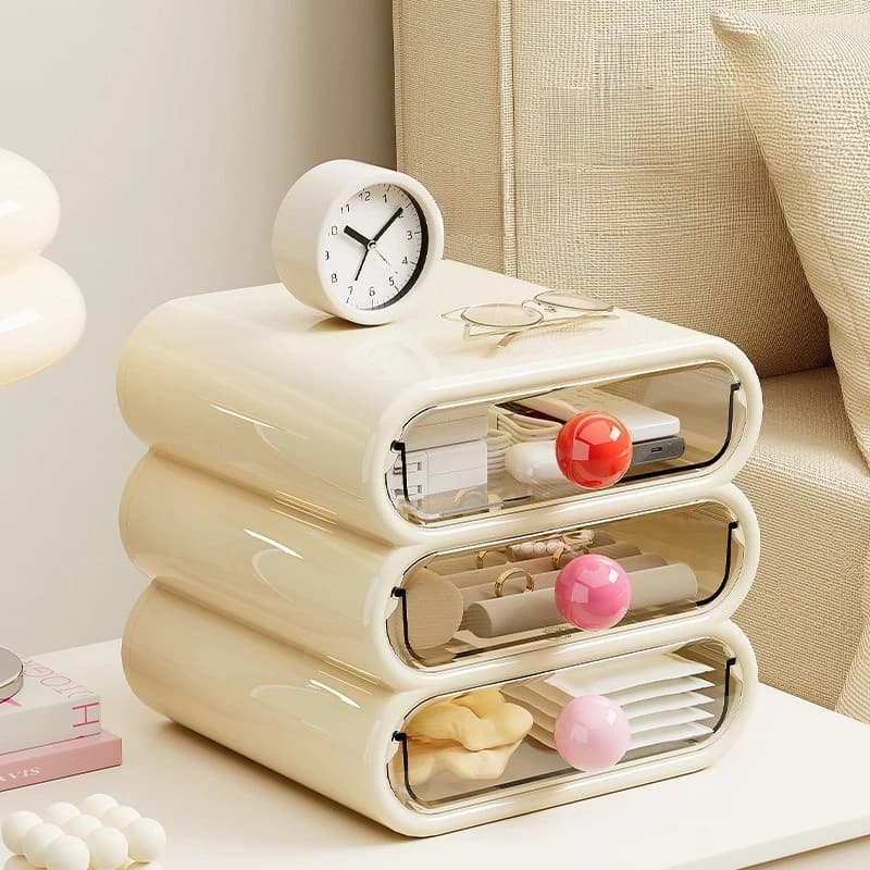 Cassetto Organizzatore cosmetico Scatola portaoggetti da tavolo per camera da letto estetica alta per il trucco