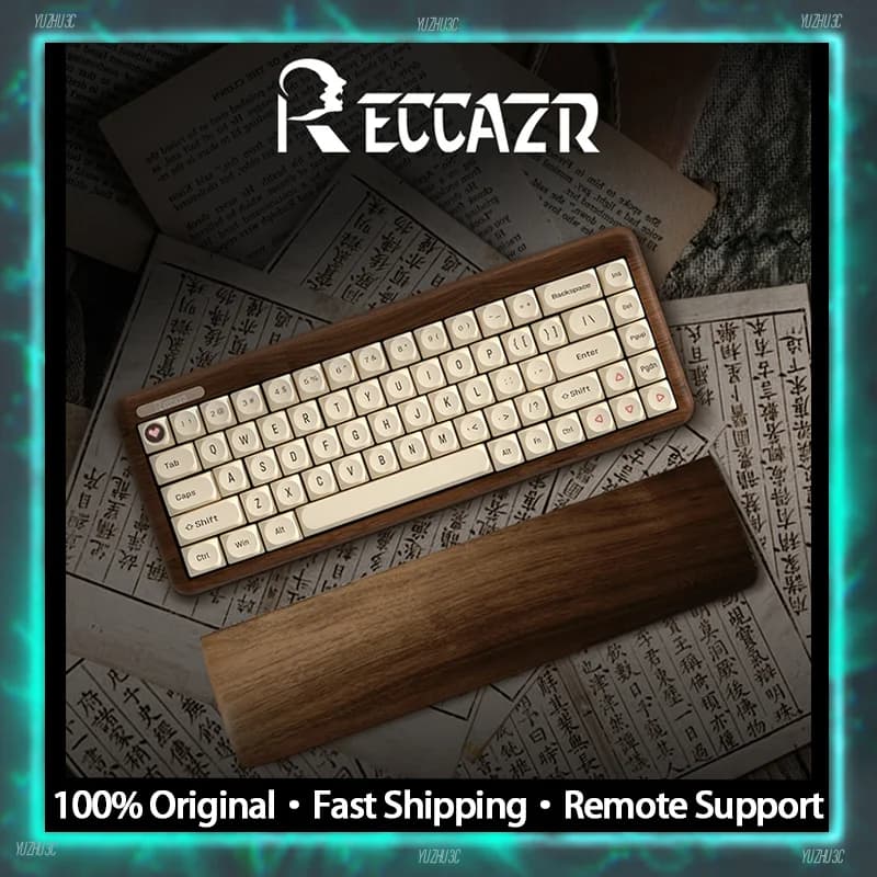 RECCAZR R100 Tastiera meccanica in legno CNC Guscio in noce intero BT 2.4G Wireless 4000mAh RGB dinamico Personalizzato Hot Swapable