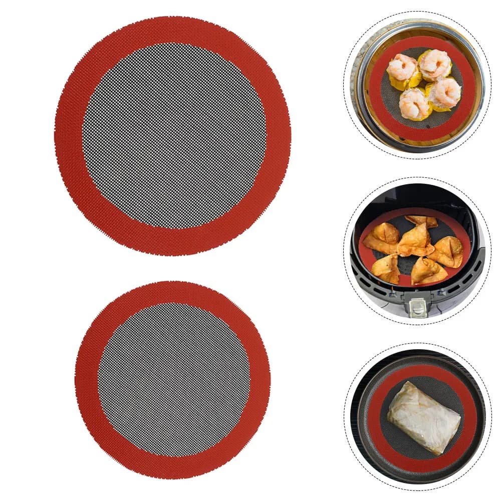 2 Pezzi Tappetini in Silicone Antiaderenti per Friggitrice ad Aria, Riutilizzabili, per Cottura a Vapore, Accessorio da Cucina per Carne, Verdure e Dessert