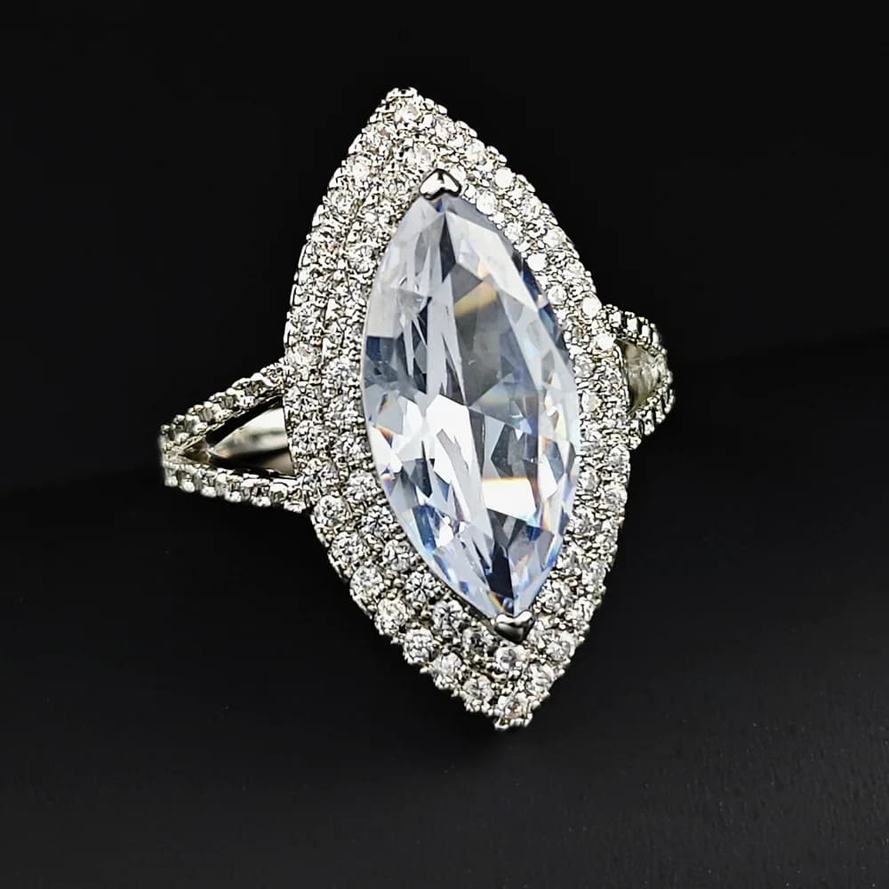 2023 New Arrivals Ring AAAA Marquise Cut Zircon 925 Sterling Silver for Women Engagement Weddding Ring Jewelry Wholesale