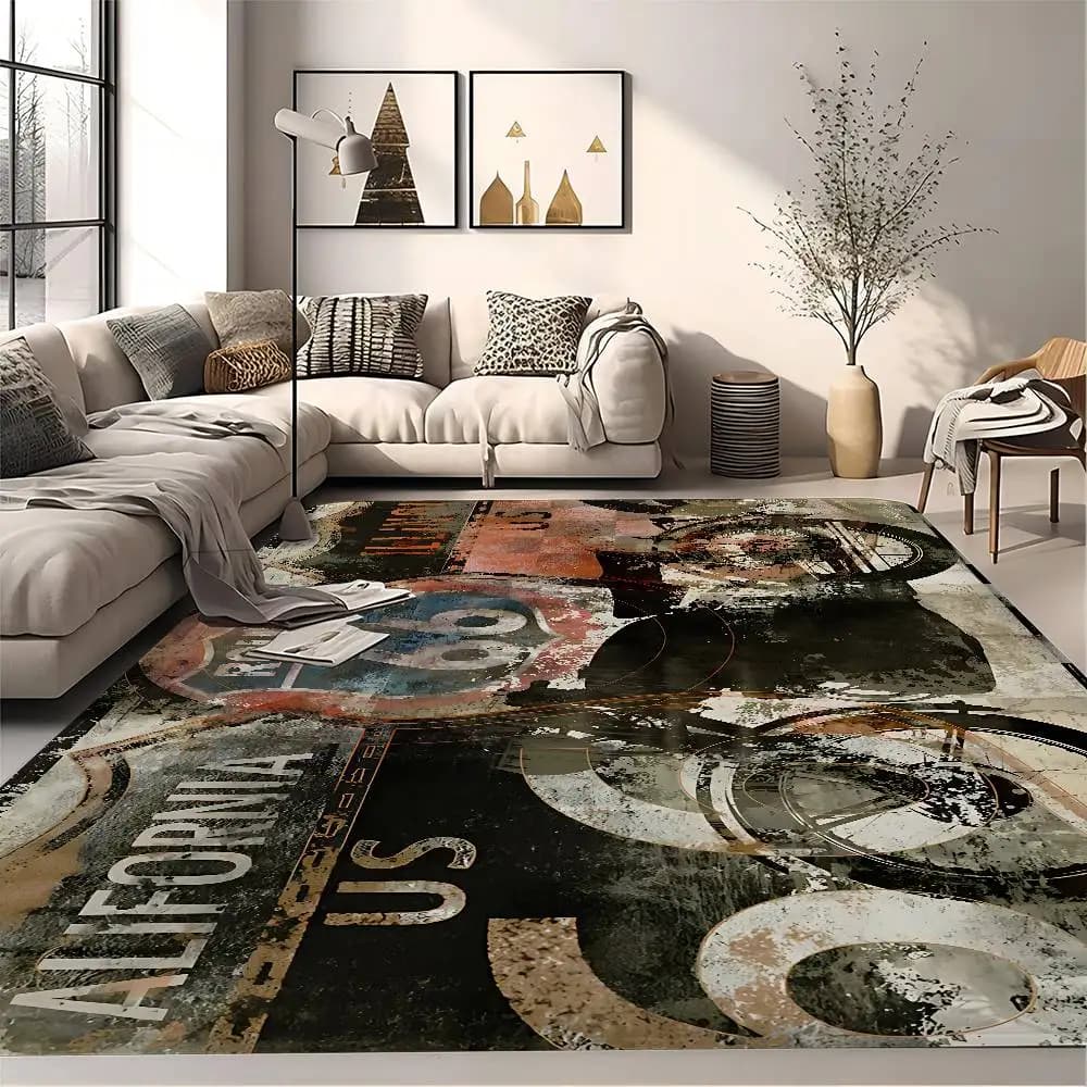 Historic Route 66 Floor Mat Rectangle Anti-slip Home Soft Badmat Front Door Indoor Outdoor Mat Welcome Doormat
