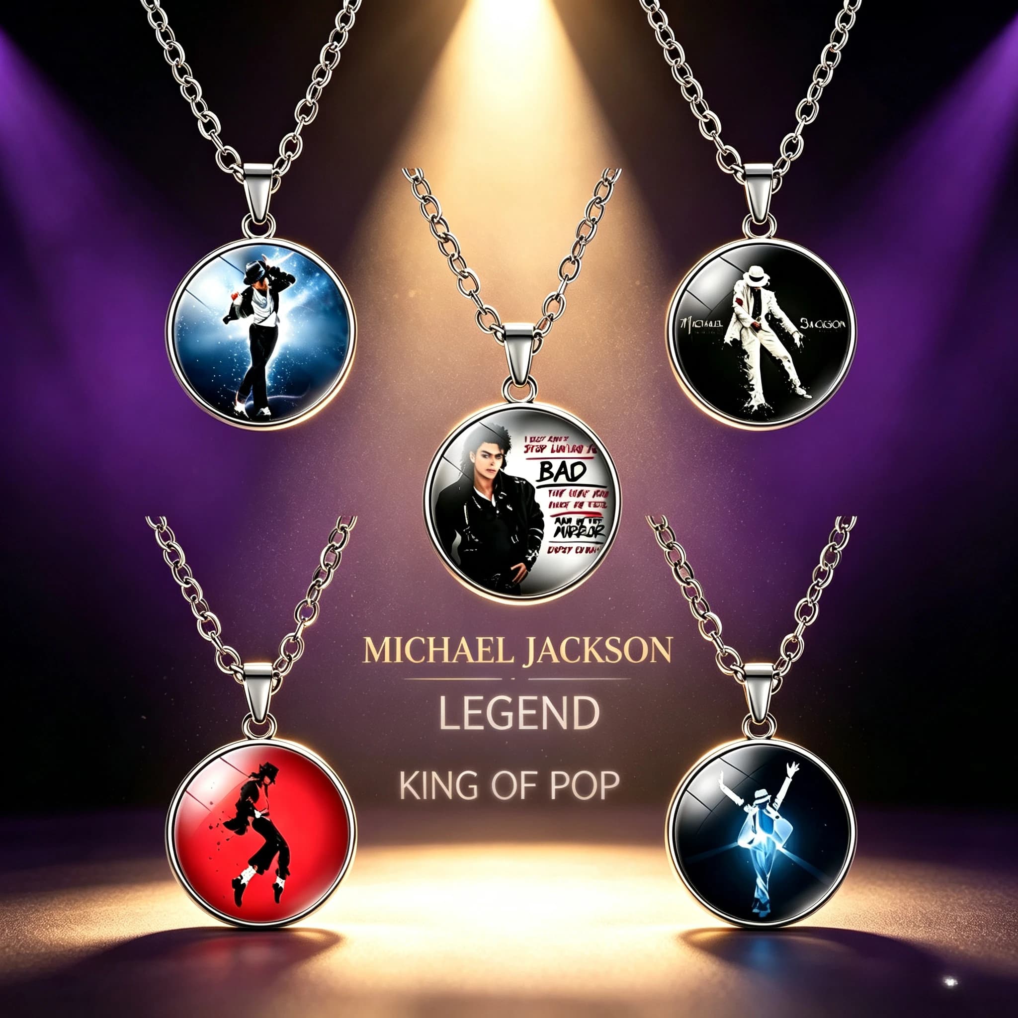 2026 New Michael Jackson Necklace for Girls Drip Oil Alloy Neck Chain Retro The King of Pop MJ Charms Accessories Party Wear