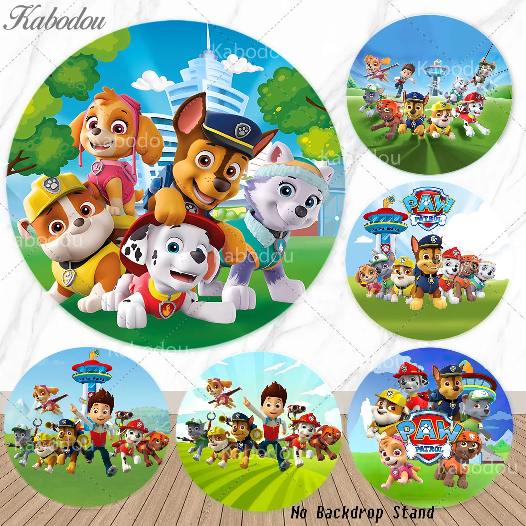 Sfondo Rotondo Paw Patrol, Regalo di Compleanno Preferito dai Bambini, Decorazione per Feste a Tema Cani, Sfondo per Baby Shower, Accessorio per Studio Fotografico