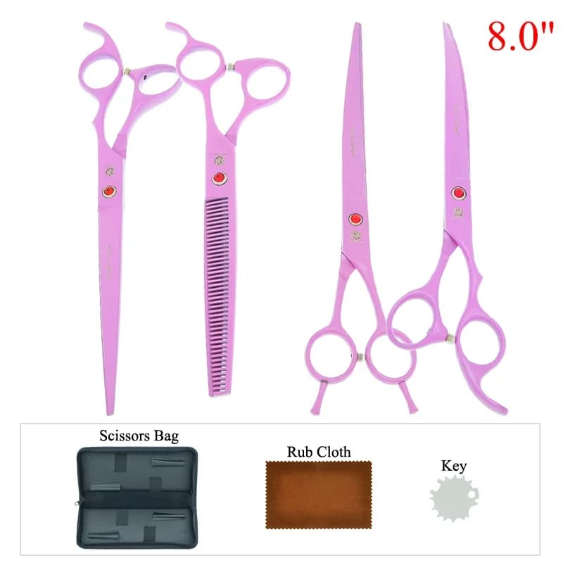 Forbici per toelettatura per cani drago viola da 8 pollici Capelli per animali domestici Taglio curvo dritto Cesoie per assottigliamento Clipper Accessori per barbiere per animali domestici B0056B
