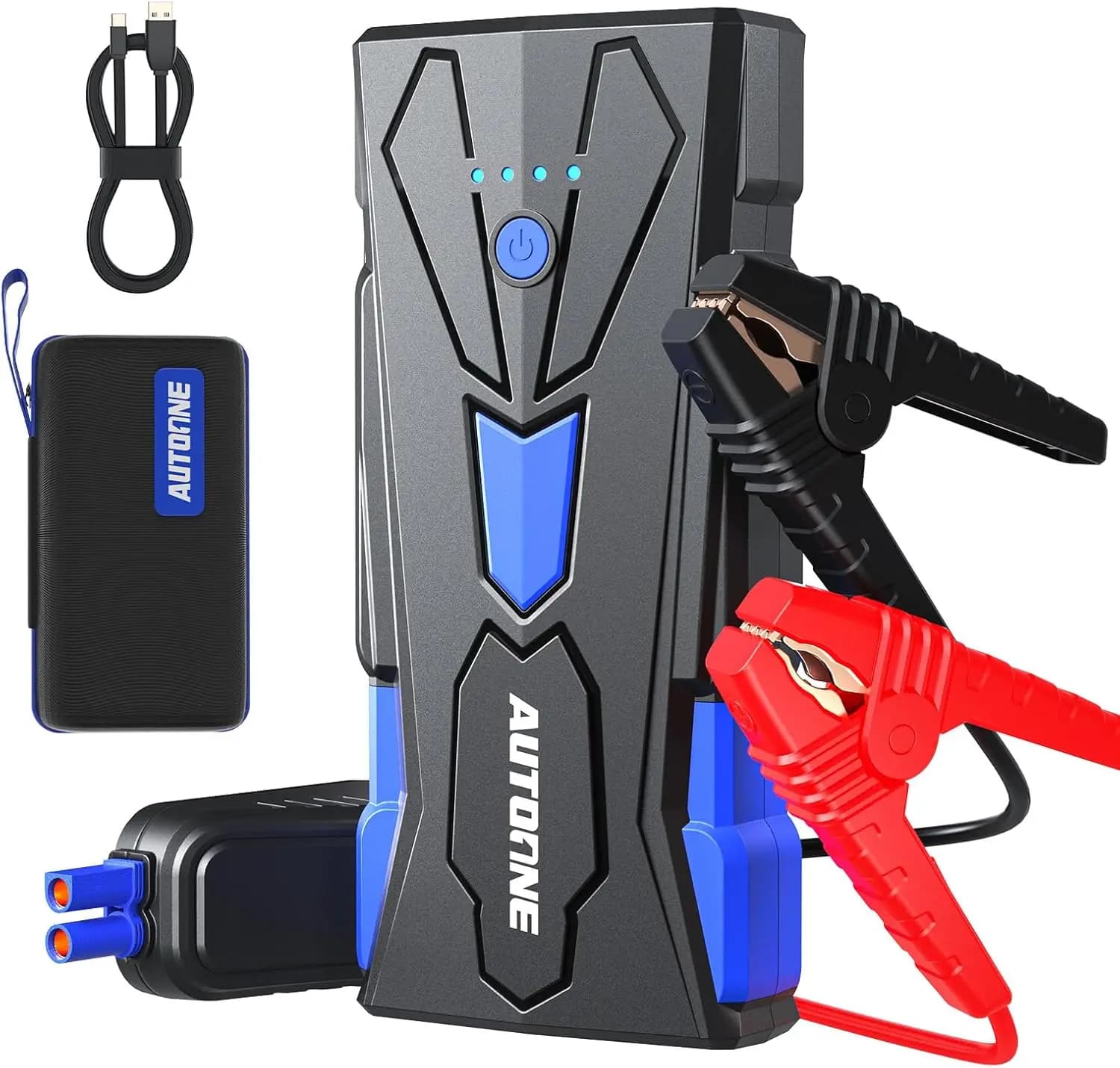 Avviatore di Emergenza Portatile per Auto, per Tutti i Motori a Benzina e Diesel 12L, 12V con Uscita USB, Torcia LED, Custodia per il Trasporto